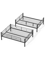Mixcous Full Over Full Bunk Bed, Convertible into 2 Full Beds, Heavy-Duty Metal Bed Frame with Safety Full-Length Guardrails & EVA Padded Ladder for Adults, Teens, Kids, No Box Spring Needed, Black Mixcous