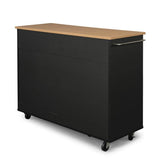 Pemberly Row Contemporary Storage Plus Wood Kitchen Cart in Black Pemberly Row