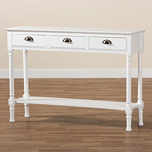 Baxton Studio Garvey French Provincial White Finished Wood 3-Drawer Entryway Console Table Baxton Studio