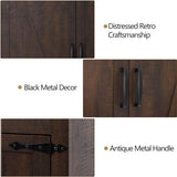 Tall Farmhouse Kitchen Pantry Cabinet with Adjustable Shelves and Barn Doors - Hlivelood 71" Brown Storage Solution Hlivelood