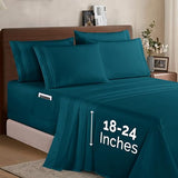 Elegant Comfort 1500 Premium Quality 4-Piece Bed Sheet Set - 18-24 Inch Extra Deep Pocket, Smart Storage Pockets, Wrinkle Free Ultra Soft 4PC Extra Deep Pocket Sheets, Twin/Twin XL, Marine Teal Elegant Comfort