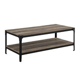 Walker Edison Declan Urban Industrial Angle Iron and Wood Coffee Table, 46 inch, Grey Wash Walker Edison
