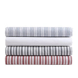 Nautica - Twin Fitted Sheet, Crisp Cotton Percale Bedding, Single Ply Woven, Lightweight for Year Round Use, Oeko-Tex Certified (Coleridge Stripe Red) Nautica