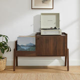 Crosley Furniture Luna Record Player Cabinet Turntable Stand, Storage for up to 175 Vinyl Records, Walnut Crosley Furniture