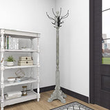 Deco 79 Wood Vintage Style 12 Hook Coat Rack, 19" x 19" x 74", Gray Deco 79