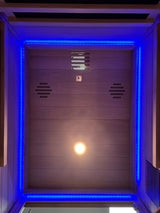 Haoyao Indoor Infrared Hemlock & Okoume 1100W 1-Person MINI Sauna with LED Lights, Bluetooth Speakers – A Gift for Parents or Friends Haoyao