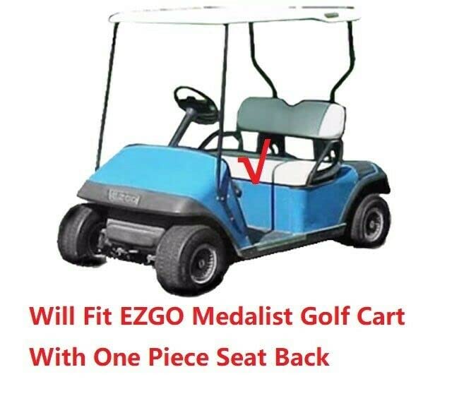 Huskey 4PCS Golf Cart Front/Rear Seat Covers for EZGO Medalist/TXT 94-13 Custom Two-Tone Black/Blue Diamond Stitching with Blue Piping, Marine Grade Huskey Parts Company