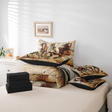 Erosebridal Horse 7 Piece Comforter King Size for Kids Boys Western Cowboy Horse Sheet Set Bed in A Bag 3D Printed Wildlife Wild West Country Rustic Cabin Desert Bed Set Erosebridal