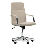 Workspace by Alera Leather Task Chair, Supports Up to 275 lb, 18.19" to 21.93" Seat Height, White Seat, White Back Alera