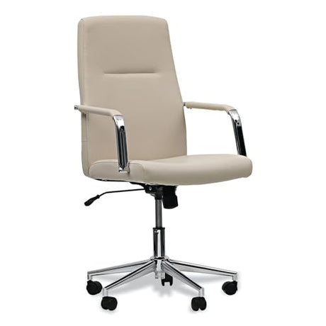 Workspace by Alera Leather Task Chair, Supports Up to 275 lb, 18.19" to 21.93" Seat Height, White Seat, White Back Alera