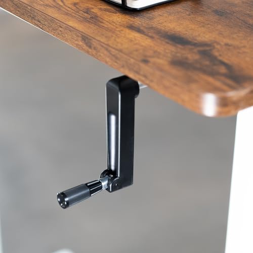 VIVO Compact Hand Crank Stand Up Desk Frame for 37 to 77 inch Table Tops, Ergonomic Standing Height Adjustable Base with Foldable Handle, White, DESK-M051MW VIVO