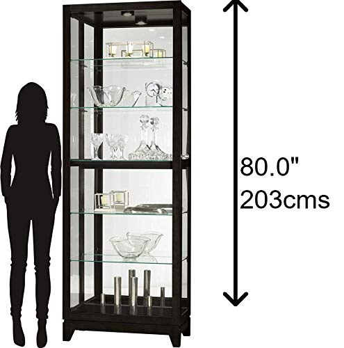 Howard Miller Luke IV Curio Cabinet - Heighted Showcase Black Finish Beveled Glass Door Adjustable Shelves Illuminated Interior Lightning Perfect for Living Room Office and Room Decor Howard Miller