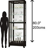 Howard Miller Luke IV Curio Cabinet - Heighted Showcase Black Finish Beveled Glass Door Adjustable Shelves Illuminated Interior Lightning Perfect for Living Room Office and Room Decor Howard Miller