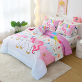 JQinHome Unicorn Full Bedding Sets for Girls Kids,8 Piece Bed in A Bag 3D Pink Sky Rainbow Clouds Theme Unicorn Comforter Set with Sheet Set(Pink Purple) JQinHome