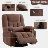 Swivel Rocker Recliner Chair with Vibration Massage and Heat Ergonomic Lounge Chair for Living Room with Rocking Function and Side Pocket, 2 Cup Holders, USB Charge Port