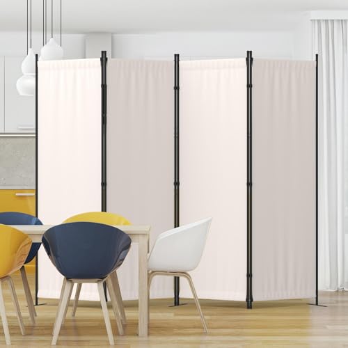 Kecreque Room Divider 4 Panel Partition Room Dividers & Folding Privacy Screens w/ 3 Metal Feet,88" W Portable Wall Doubles as a Dressing Screen Wall Divider for Office Bedroom Children's Room,White Kecreque
