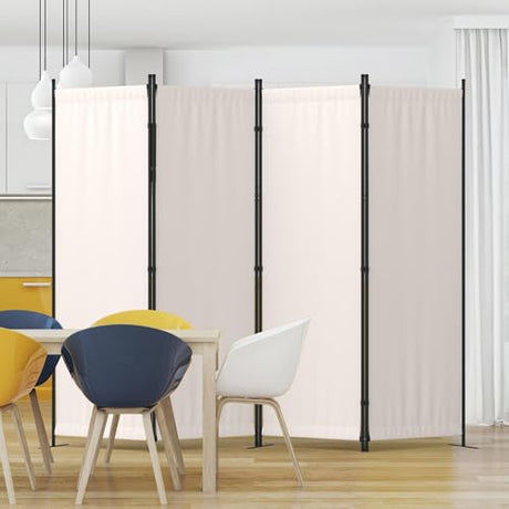 Kecreque Room Divider 4 Panel Partition Room Dividers & Folding Privacy Screens w/ 3 Metal Feet,88" W Portable Wall Doubles as a Dressing Screen Wall Divider for Office Bedroom Children's Room,White Kecreque