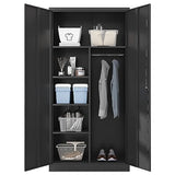 Yizosh Metal Armoire Wardrobe Closet Cabinet for Hanging Clothes with Lock Doors, -72" Steel Lockable Wardrobe Storage Locker Clothes Organizer for Yizosh