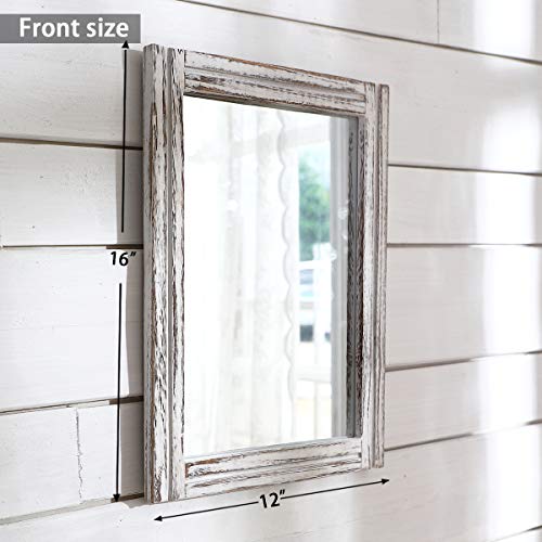 AAZZKANG Wood Mirror with Frame Rustic Wall Mirror Rectangle Decorative Farmhouse Bedroom Bathroom Hanging Mirror Home Wall Decor AAZZKANG