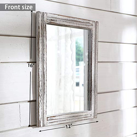 AAZZKANG Wood Mirror with Frame Rustic Wall Mirror Rectangle Decorative Farmhouse Bedroom Bathroom Hanging Mirror Home Wall Decor AAZZKANG