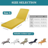 Comcaver Outdoor Chaise Lounge Cushion Set of 2, Fadesafe Water-Repellent Lounge Deck Reclining Chair Cushions for Patio Furniture Lawn Pool Resort Hotel, 72x21x3 Inch, Yellow