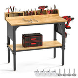 Workbench Adjustable Height Heavy Duty Work Bench with Storage, 2200 LBS Load Capacity Work Table, Pegboard, Built-in Power Outlet, Lockable Wheels for Garage, Workshop, Warehouse & Home NORTHSKY