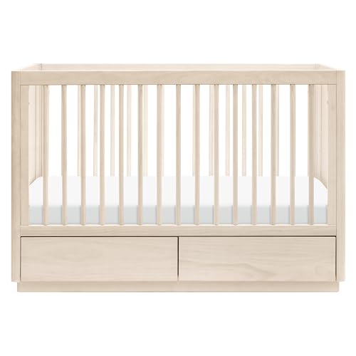 Babyletto Bento 3-in-1 Convertible Storage Crib with Toddler Bed Conversion Kit in Washed Natural, Undercrib Storage Drawers, Greenguard Gold