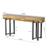 LITTLE TREE 63-Inch Console Table for Entryway, Industrial Behind Couch Table, Minimalist Sofa Table for Living Room, Rustic Brown Wooden Hallway Foyer Table with Black Metal Frame LITTLE TREE