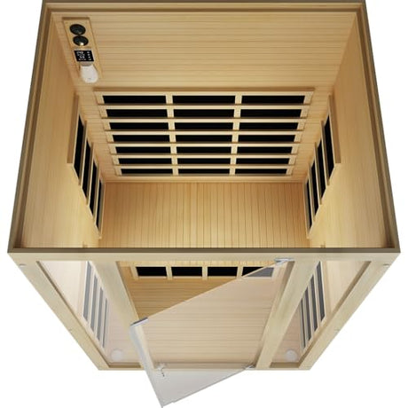 JNH Lifestyles Ensi+ 2-Person Home Infrared Sauna with Color & Red Light Therapy, Ultra-Low EMF - Indoor Personal Luxury Spa for House and Gym JNH Lifestyles