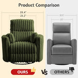 Jocisland Power Recliner Nursery Chair for Adults, Electric Swivel Rocking Glider with USB & Type-C, Soft Fabric Armchair with 2 Pillows, Cozy Reclining Sofa for Living Room, Bedroom, Green