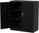 Metal Storage Cabinet with Lock, 35.4" High Garage Tool Cabinet with Adjustable Shelf & Handle, Tool Organizer for Garage, Workshop, Home, Office, Black Tioutbot