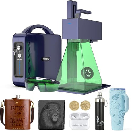 GWEIKE G2 Pro 30W Fiber Laser Engraver with 3D & Deep Engraving, 15000mm/s Fast Laser Engraver Machine, 150x150mm Working Area, Portable Laser Marking Machine for Jewelry, Metal, Leather, Dog Tags G·WEIKE
