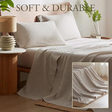 DAPU Pure Linen Sheets Set, 100% French Linen from Normandy, Breathable and Durable for Hot Sleepers, 4 Pcs Queen Size Sheets Set - 1 Flat Sheet, 1 Fitted Sheet, 2 Pillowcases (Natural Linen, Queen) DAPU