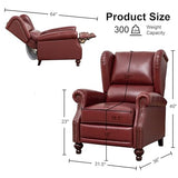 SHINE FURNISHING Genuine Leather Recliner Chair with Nailhead Trim, Mid Century Modern Push Back Recliner with Thick Cushioned Seat, Single Sofa & Accent Chair for Living Room (Burgundy)