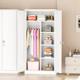 Greenvelly Metal Wardrobe Cabinet with Locking Doors, 72" H x 36" W White Metal Wardrobe Closet Cabinet with Hanging Rods and Adjustable Shelves, Steel Storage Closet for Home, Office, Employee, Gym Greenvelly