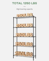 FDW 14" D x 36" W x 72" H 5-Shelf Wire Shelving Adjustable Metal Shelf Large Storage Shelves Heavy Duty Height Commercial Grade Steel Layer Shelf 1250 LBS Capacity,Black FDW