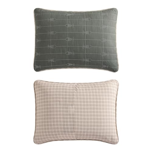 Eddie Bauer - Queen Quilt Set, Reversible Cotton Blend Bedding with Lightweight Feel, 3 Piece Bed Set with Matching Pillowcases (Troutdale Green) Eddie Bauer