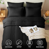 CozyLux Queen Size Comforter Sets - 7 Piece Bed in a Bag Black Comforter Set with Sheets Queen Bed Set All Seasons, Soft Bedding Set with Down Alternative Comforter, Sheets, Pillowcases & Shams CozyLux