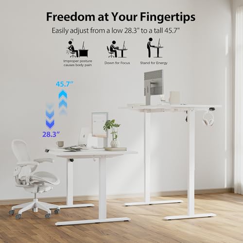 Agilestic Electric Standing Desk, Height Adjustable Desk, 63 x 35 Inch Sit Stand up for Work Office Home, L Shaped Ergonomic Rising Computer Table with Memory Preset, White Agilestic