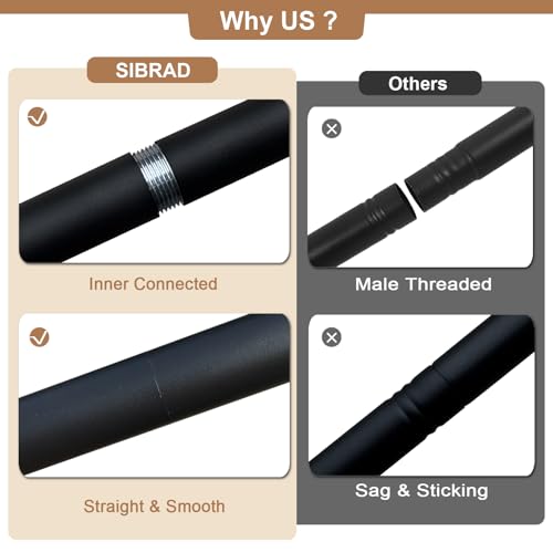 Seamless Room Divider Curtain Rod - No Drilling Space Partition Adjustable Privacy Separator 4-10ft(H) 32-80inch(W) Heavy Duty Temporary Wall Divider Floor to Ceiling Tension Rod, Black SIBRAD