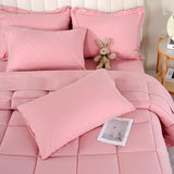 DOWNCOOL Full Size Comforter Sets, 7Pcs Full Size Bedding Sets Pink, All Season Down Alternative Bedding Comforter Sets with Comforter, Flat Sheet, Fitted Sheet, 2 Pillow Shams & 2 Pillowcases DOWNCOOL
