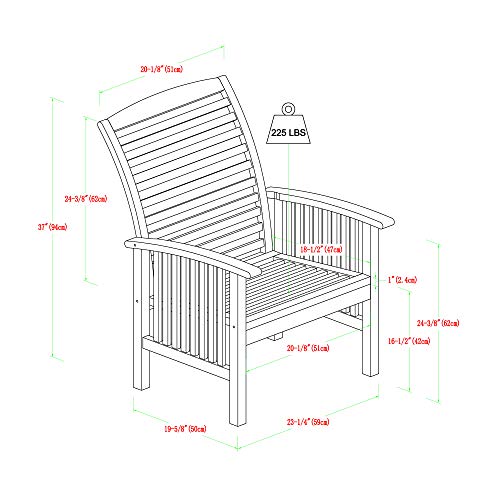 Walker Edison Rendezvous Modern 2 Piece Solid Acacia Wood Slat Back Outdoor Dining Chairs, Set of 2, Brown - WoodArtSupply