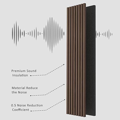 FurniFusion Acoustic Wood Wall Panels, 2 Pack 94.49” x 12.6” Soundproof Wall Panels, Wood Slat Wall Panels for Wall Decor (Walnut) FurniFusion