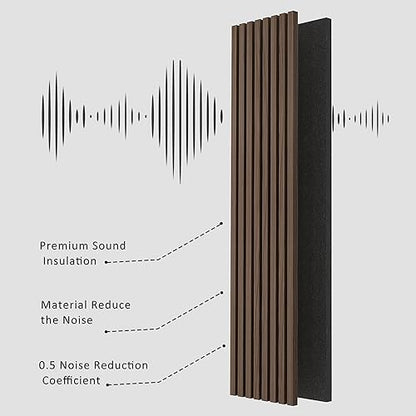 FurniFusion Acoustic Wood Wall Panels, 2 Pack 94.49” x 12.6” Soundproof Wall Panels, Wood Slat Wall Panels for Wall Decor (Walnut) - WoodArtSupply