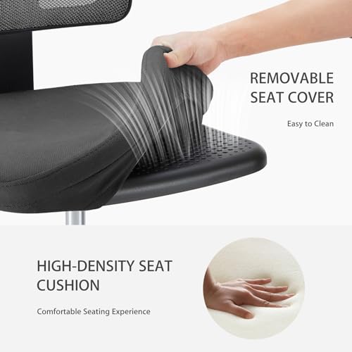 NEWBULIG Home Office Desk Chair, Armless Ergonomic Swivel Computer Chair with Wheels, Adjustable Height and Low-Back Mesh Design, Rolling Chair with Lumbar Support and Comfortable Seat, Black NEWBULIG