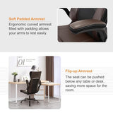 Clearance Executive Office Chair, Ergonomic Leather Desk Chair - Widened Adjustable Headrest with Flip-Up Arms, High Back Computer Swivel Task Chair with Lumbar Support, Brown ZLHECTO