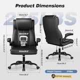 BESTFAIR Ergonomic Office Chair - Desk Computer Chair, Leather High Back Executive Chairs with Adjustable Lumbar Support & Flip Up Arms, Rocking, Black BESTFAIR