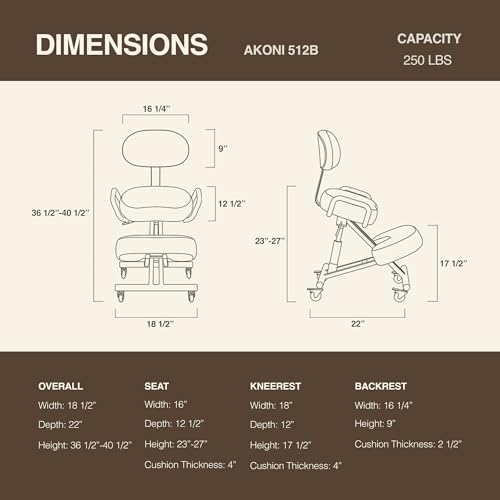 DR.LOMILOMI Ergonomic Kneeling Chair with Backrest, Improve Posture, Thick Cushions, Locking Wheels for Home & Office, AKONI 512 (Backrest Add-on, Dim Grey) DR.LOMILOMI