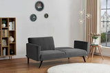Container Furniture Direct 72" Retro Velvet Sofa Bed - Vintage Modern Convertible Futon w/Reclining Backrest - Velvet Upholstery on Solid Wood Frame (72" L x 34.6" W x 30.23" H), Grey Container Furniture Direct