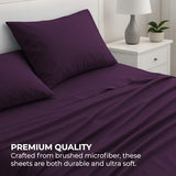 Pure Bedding Bed Sheets - Full Sheet Set [4-Piece, Purple] - Hotel Luxury 1800 Brushed Microfiber - Soft and Breathable - Deep Pocket Fitted Sheet, Flat Sheet, Pillow Cases Pure Bedding